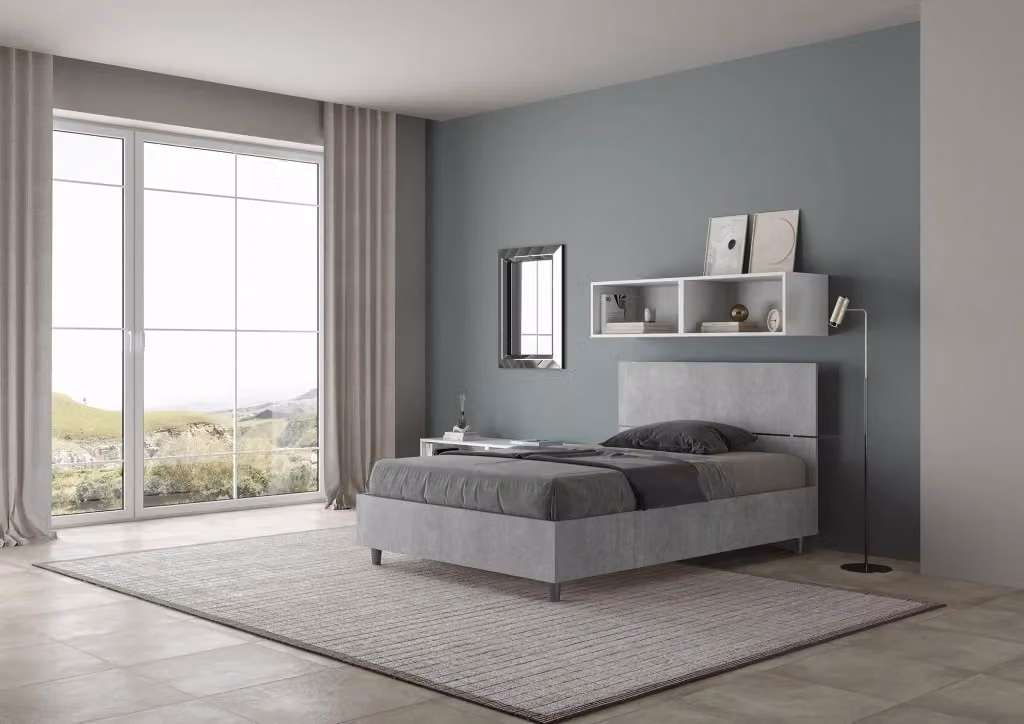 Letto 1 Piazza e Mezzo Demas GIORDANOSHOP con Contenitore e Rete, Grigio, L 120 x P 200 cm – 2