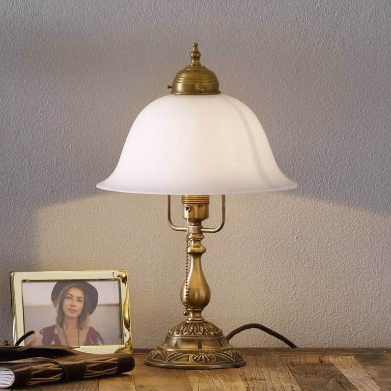 Berliner Messinglampen Lampada da tavolo CAROLIN, Bronzo / Ottone antico, Soggiorno / Sala da pranzo, Ottone, Antico, Lampada da tavolo