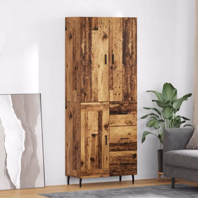 Set di 2 credenze vidaXL in legno e metallo marrone per soggiorno o sala da pranzo, L/P/H: 69,5 x 34 x 180 cm