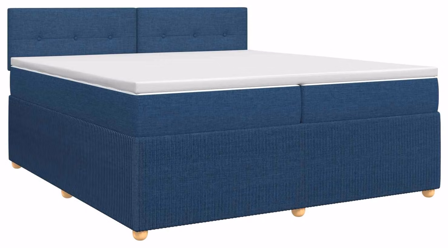 Letto a molle insacchettate con materasso e testiera in tessuto blu 200 x 200 cm