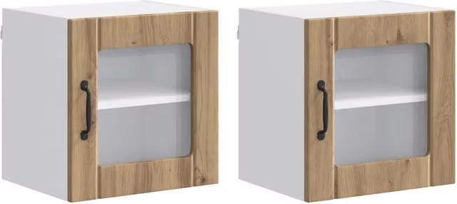 Set di 2 pensili da cucina moderni con pratico spazio portaoggetti 40 x 31 x 40 cm in legno multistrato rovere artigianale 02_0053882