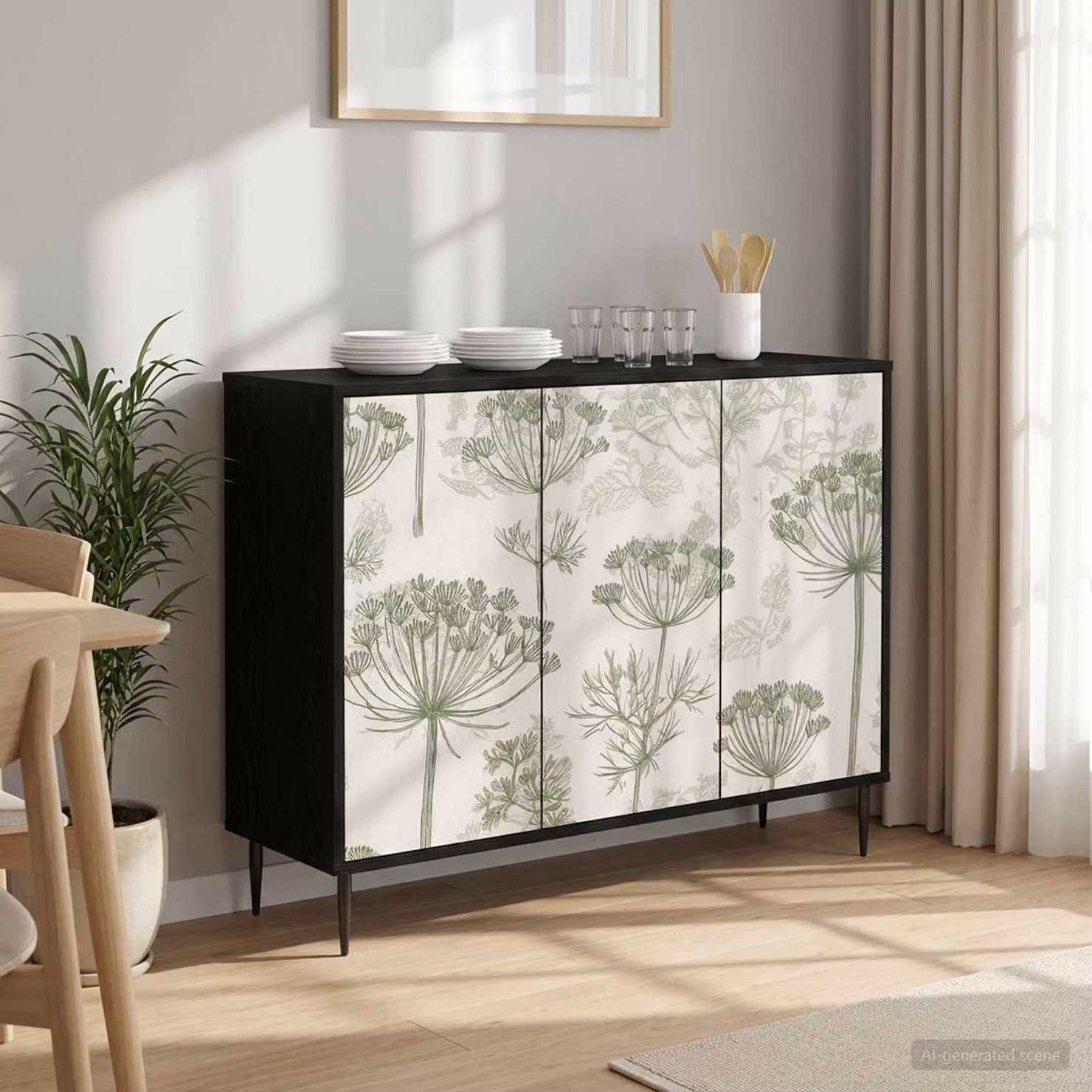 Credenza moderna vidaXL GOTHA Rovere Nero L: 102 cm, P: 33 cm, H: 76 cm