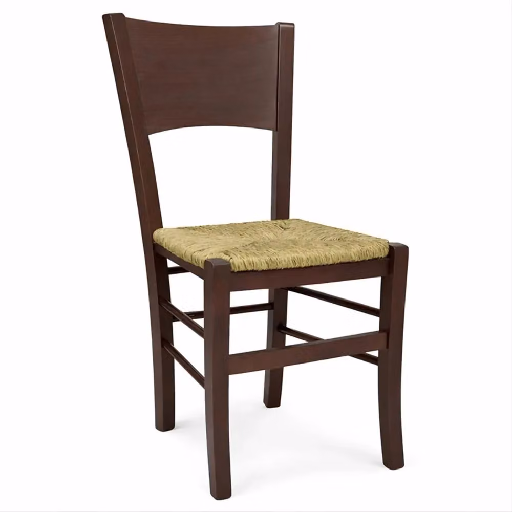 Set da 2 sedie da sala da pranzo e cucina Lucy in legno noce scuro con seduta in paglia – 2