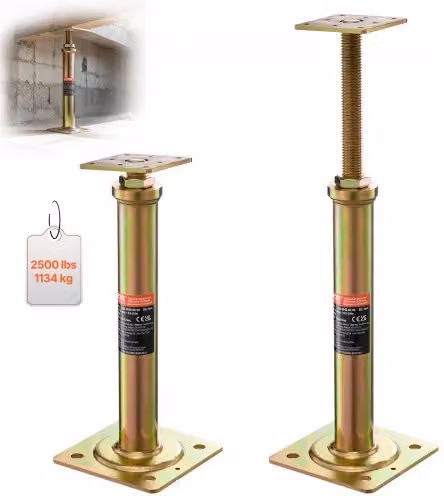 Set di 4 Martinetti da Pavimento VEVOR Regolabili per Livellamento, Colore Oro, Portata 1134 kg, Altezza: 29,46-40,64 cm