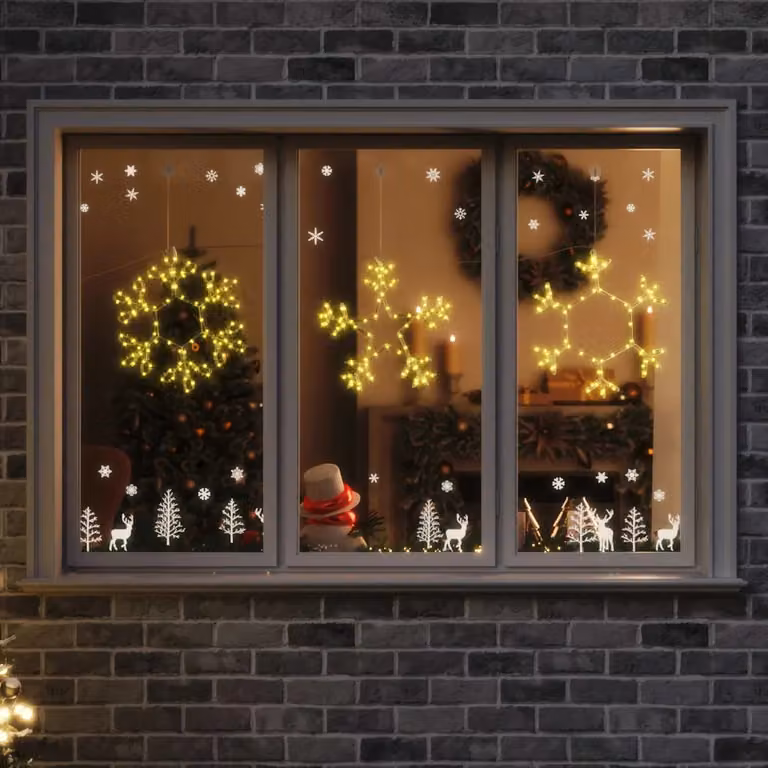 Decorazione di Natale a forma di fiocco di neve con 252 LED bianco caldo vidaXL, L 44,5 cm x P 38 cm, in PVC