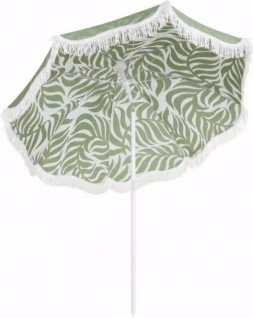 Ombrellone da spiaggia Outsunny con inclinazione e borsa, Verde, Ø 180 cm