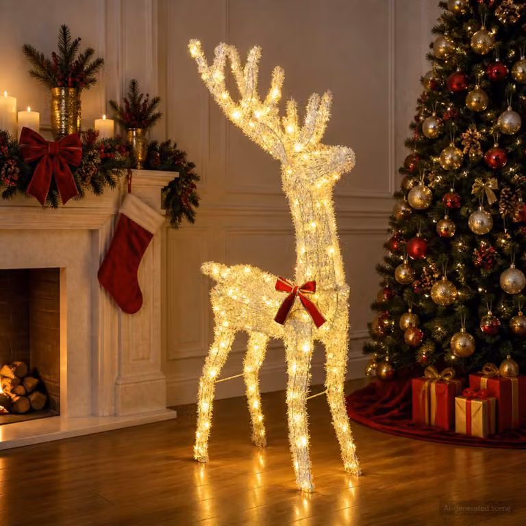 vidaXL Renna di Natale 3D LOVIISA 140 LED Bianco caldo