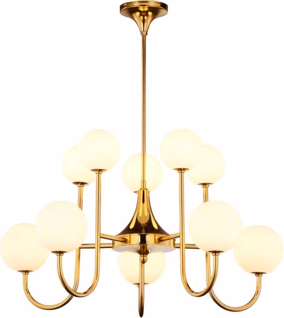 Lampadario moderno oro grande 10xG9 vetro SELEN Jupiter