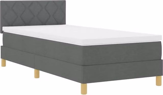 Letto singolo | Letto per adulti | Letto a Sorgente LED Grigio scuro 90 x 200 cm Tessuto