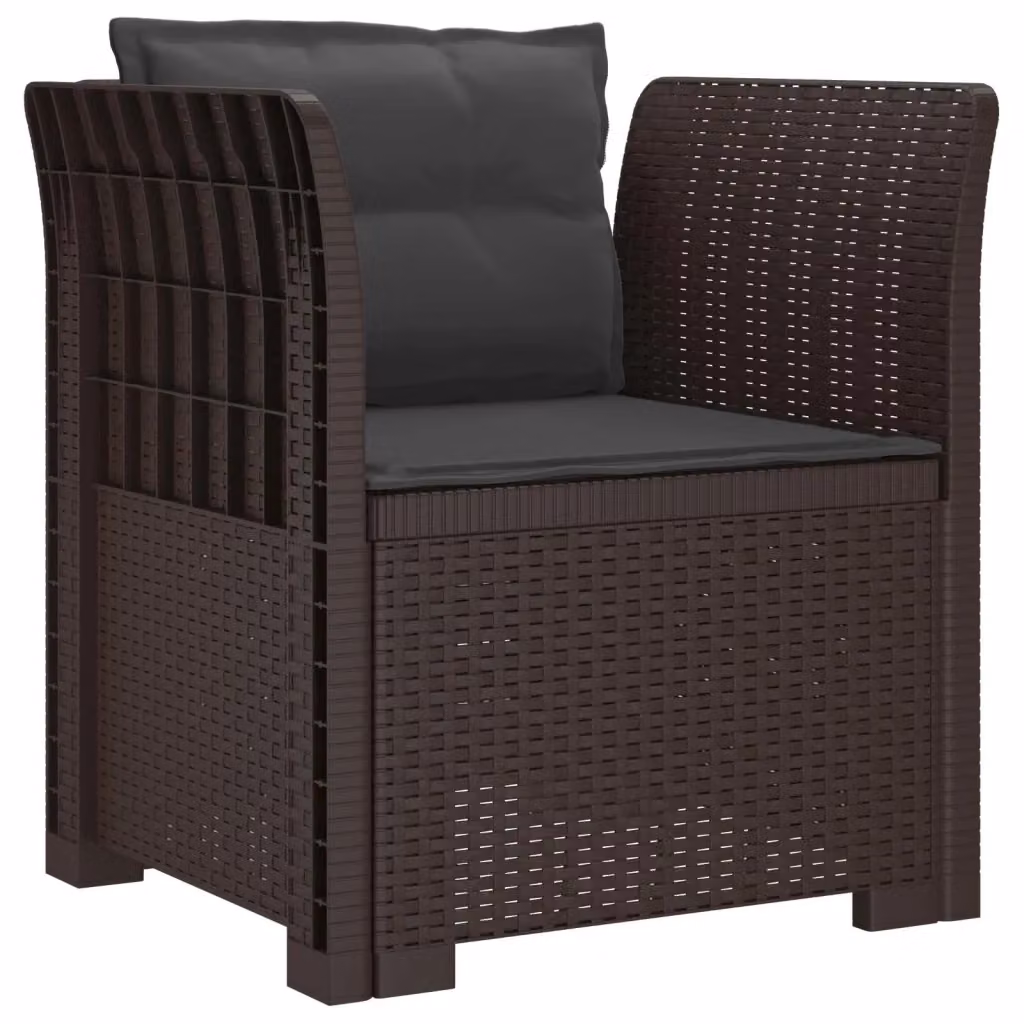 Sedia da giardino poltrona a 1 posto con cuscini in effetto rattan marrone e antracite per esterno – 2