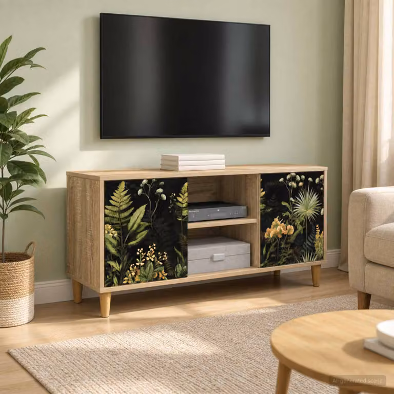 Mobile TV vidaXL RHENEN moderno in legno color marrone L 102 x P 33 x H 50 cm