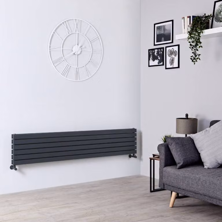 Radiatore di Design Orizzontale Antracite - 354 x 1780mm - 1140W - Sloane