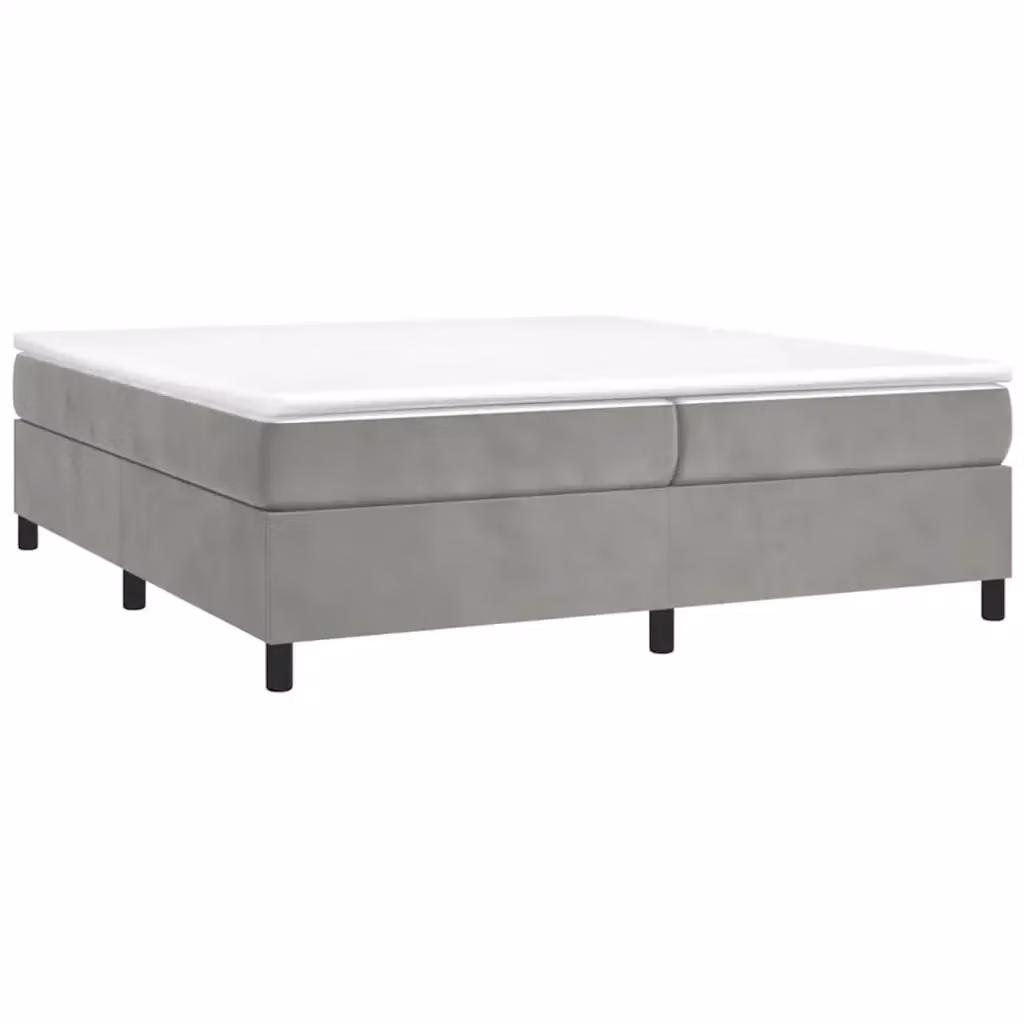 Letto a molle con materasso ibrido vidaXL in velluto grigio e bianco L/P/H: 200 x 200 x 35 cm – 2
