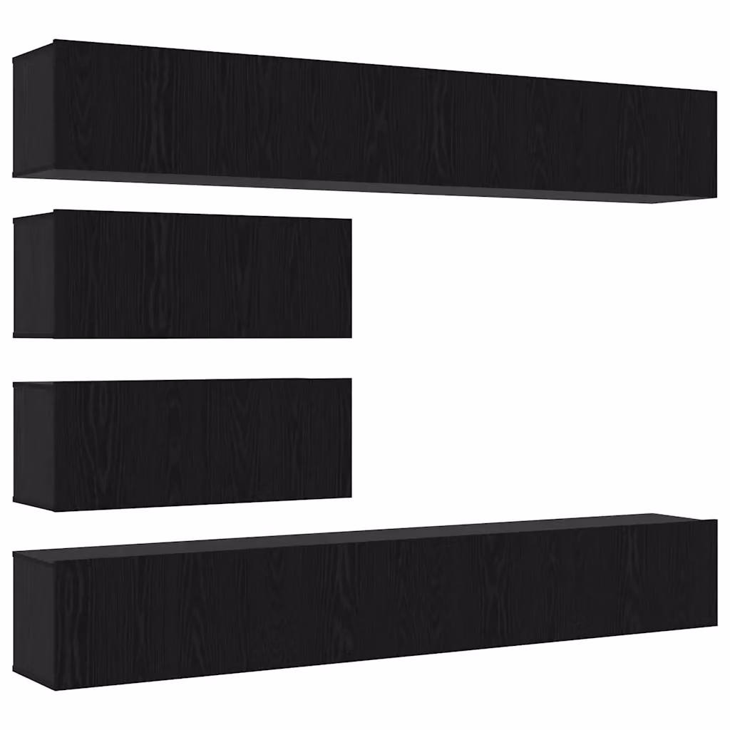 Set di mobili TV moderno vidaXL in legno ingegnerizzato MDF nero da 6 pezzi per soggiorno con montaggio a parete – 2