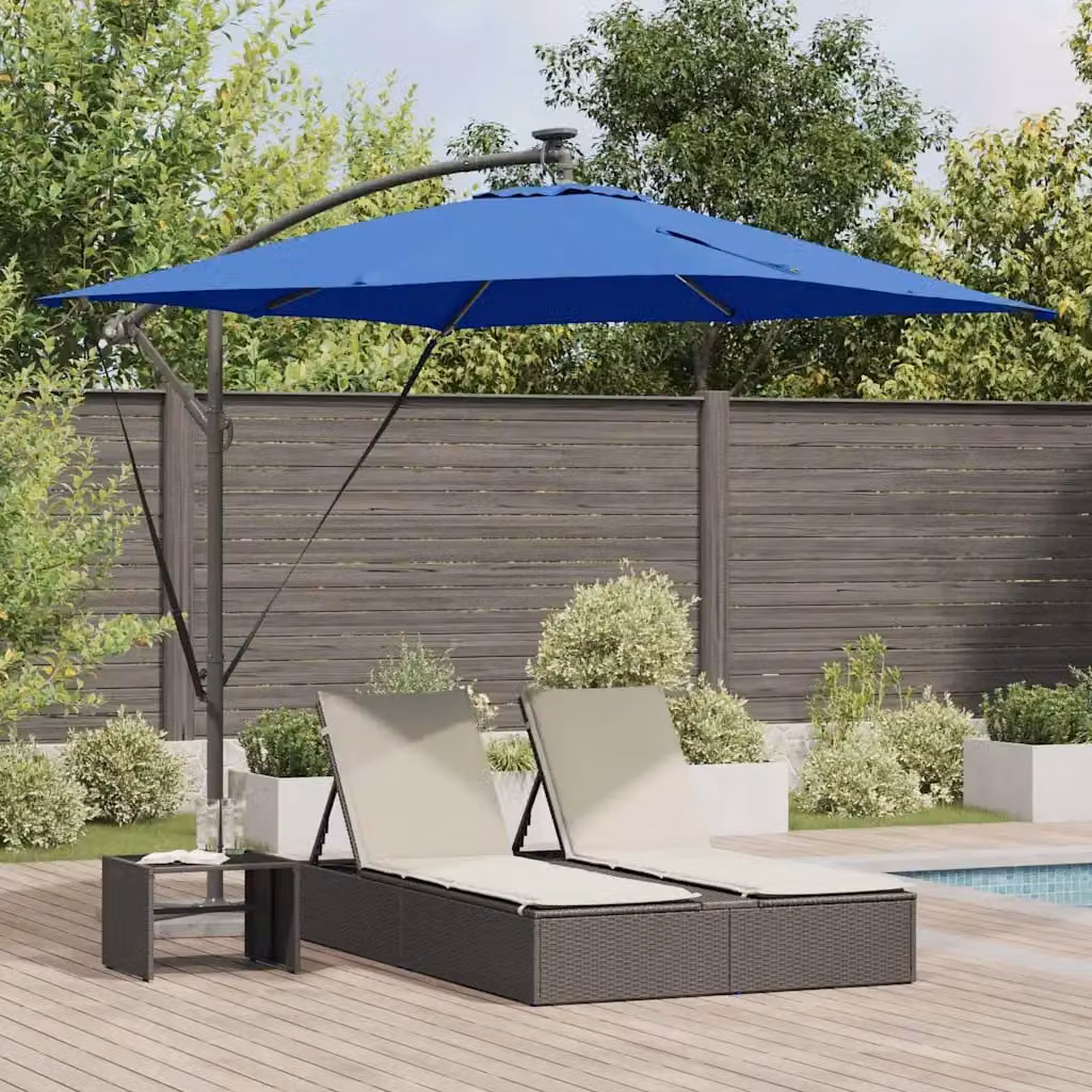 Ombrellone a braccio mobile vidaXL in poliestere e alluminio, Azzurro, L: 249 cm, P: 249 cm, H: 250 cm