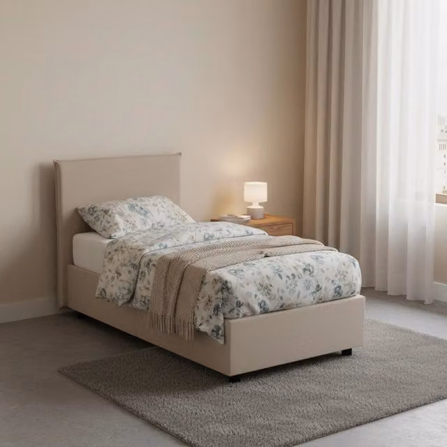 Letto Singolo Tashkent Talamo Italia con Materasso Incluso, Grigio, L/P/H: 80 x 190 cm