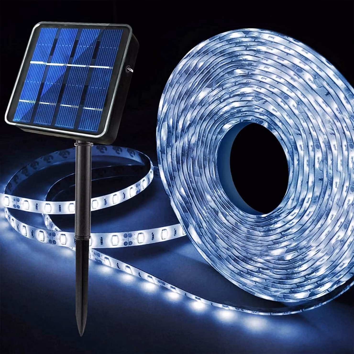 Striscia LED solare, 3 metri, 90 LED, impermeabile IP65, autoadesiva
