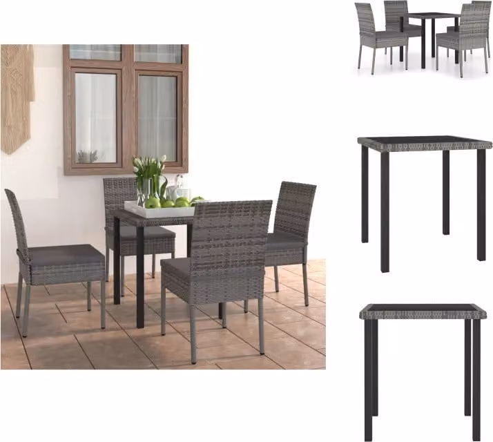 vidaXL Set da pranzo da giardino 5 pezzi in rattan grigio - Set di mobili da giardino