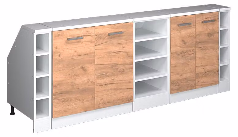 Mobile cucina sottotetto Vicco R-Line Rovere dorato 210 cm Set di 5 carcasse armadio profondità 60 cm, Model 60381