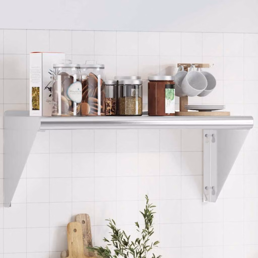 vidaXL Mensola a Muro Moderna in Metallo Argento L: 75 cm, P: 30 cm, H: 31 cm