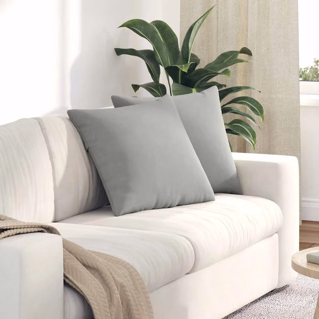 Set di 2 cuscini da divano quadrati vidaXL in tessuto grigio, L 50 cm x P 50 cm x H 50 cm