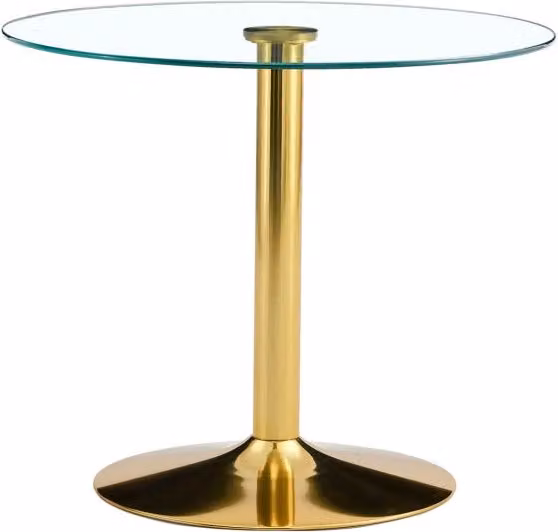 Tavolo da Bar Moderno Minimalista in Vetro Temperato Trasparente Ø 85 cm con Base in Metallo Oro