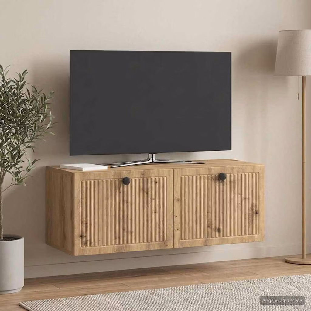 vidaXL Mobile Porta TV da Muro Moderno in Legno Marrone L: 78,5 cm, P: 31 cm, H: 30 cm