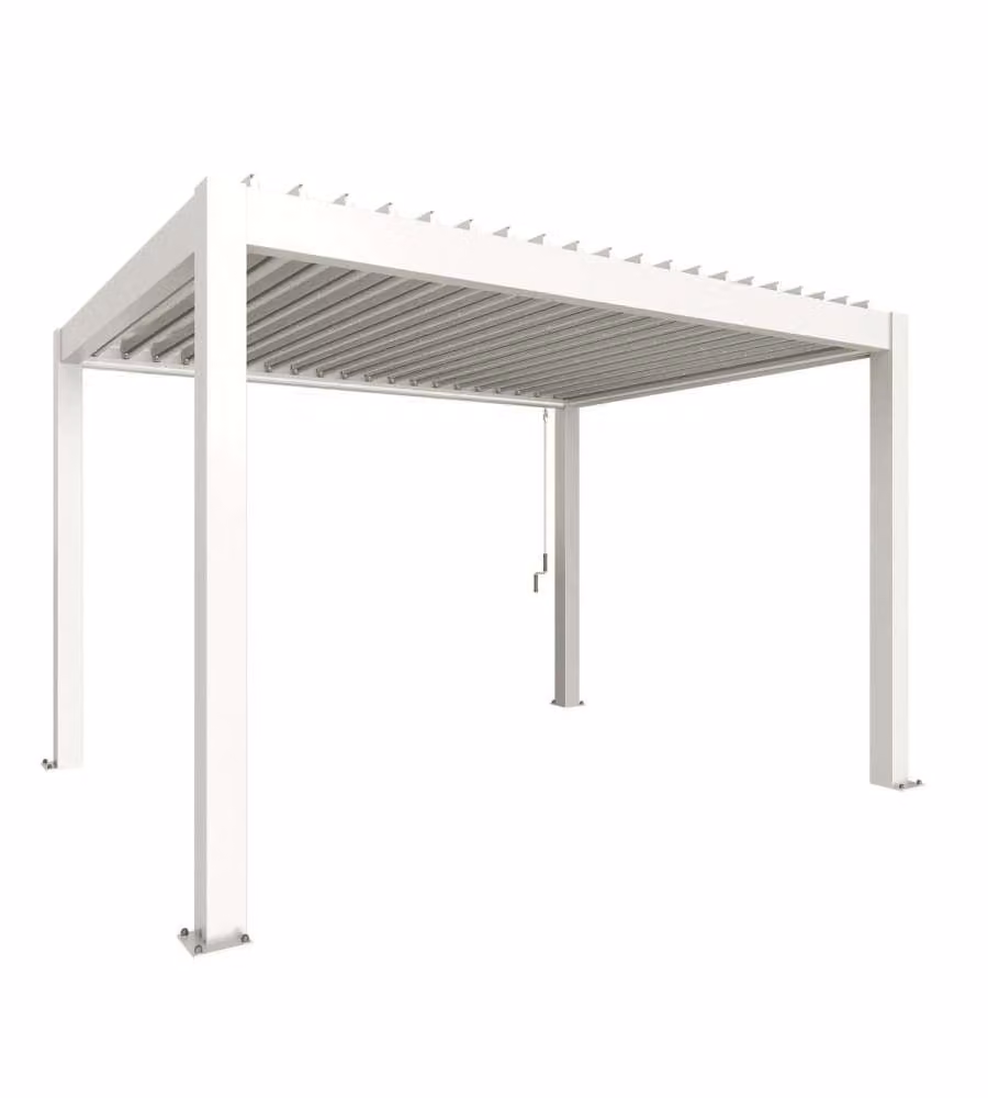 Biohort Pergola in Metallo Bianca 4x3m con Lamelle Regolabili