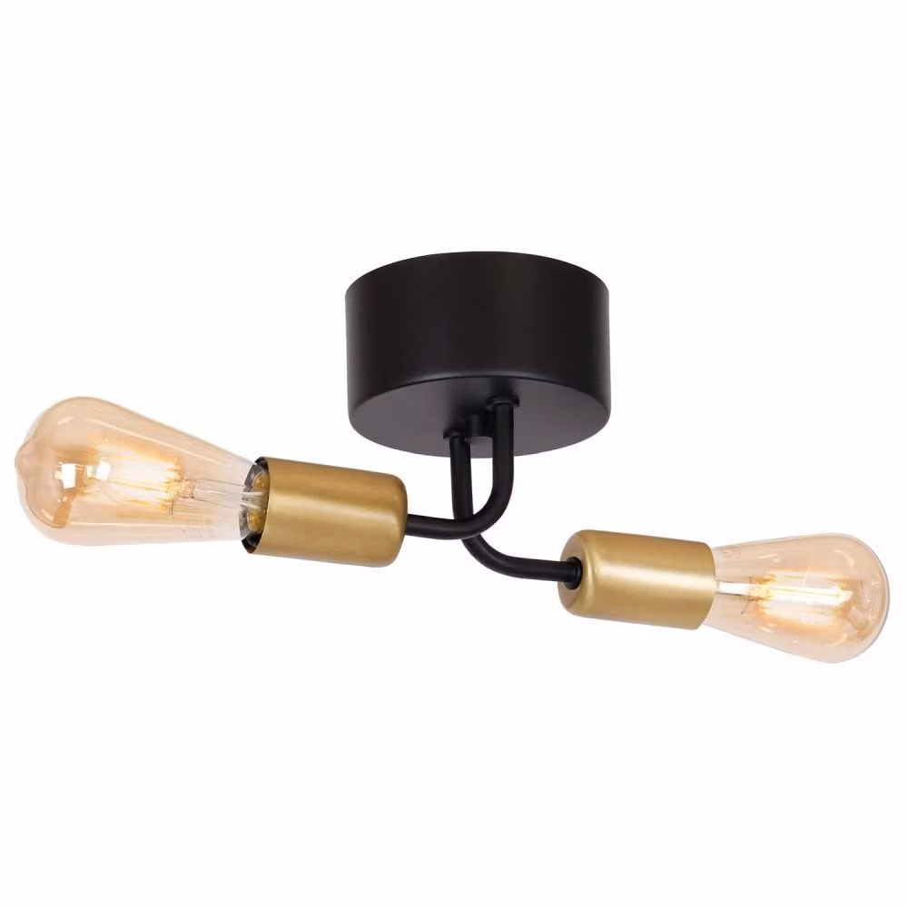 Lampada a sospensione Brenda nero opaco-oro opaco 2xE27x15W metallo dim.: 13x25x12 cm IP20 Luminex
