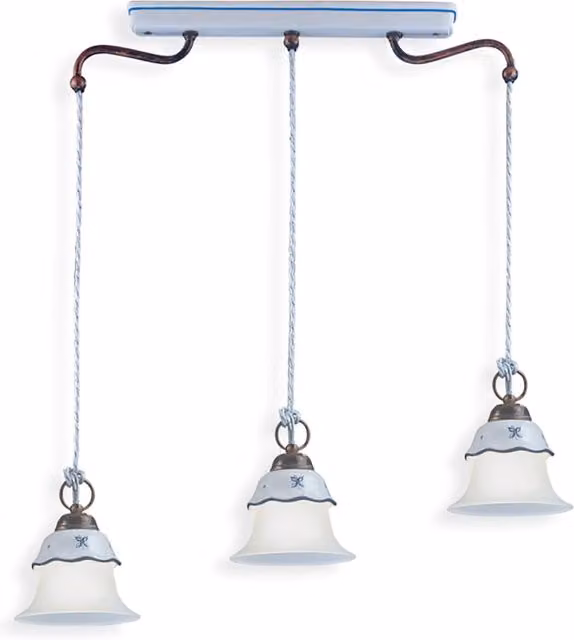 Lampadario Lin. Classico Ferrara Metallo E Ceramica Nero Sfumato Rame 3 Luci E14
