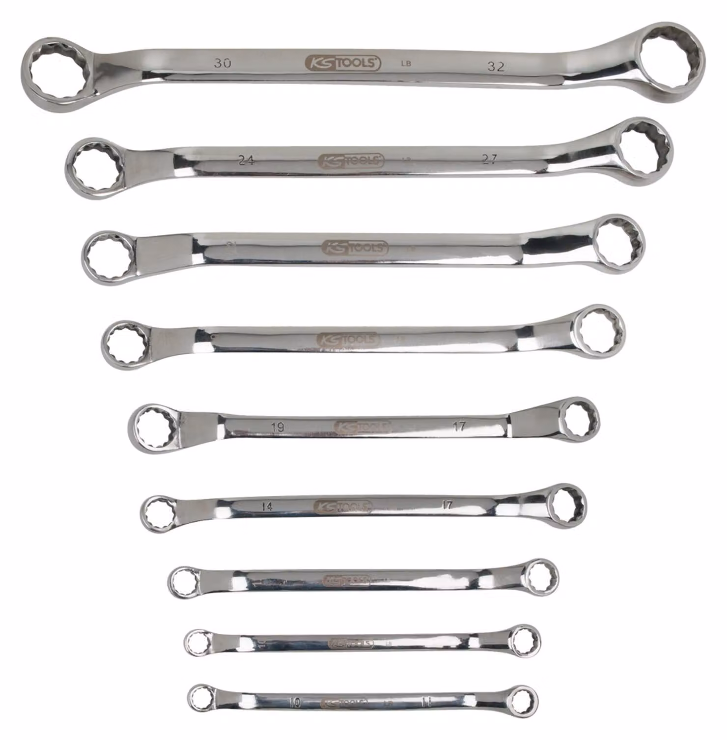 KS TOOLS ACCIAIO INOX Set di chiavi a doppio anello offset 9 pz - 964.1140