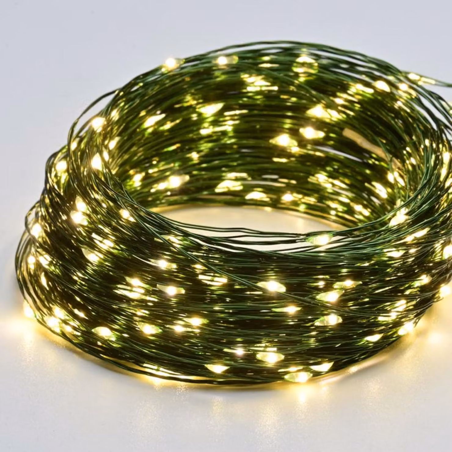 ACA Lighting 200 Catena decorativa a LED, WW, cavo in rame verde, 220-240V + 8 funzioni, IP44, 20m+3m, 600mA X01200152