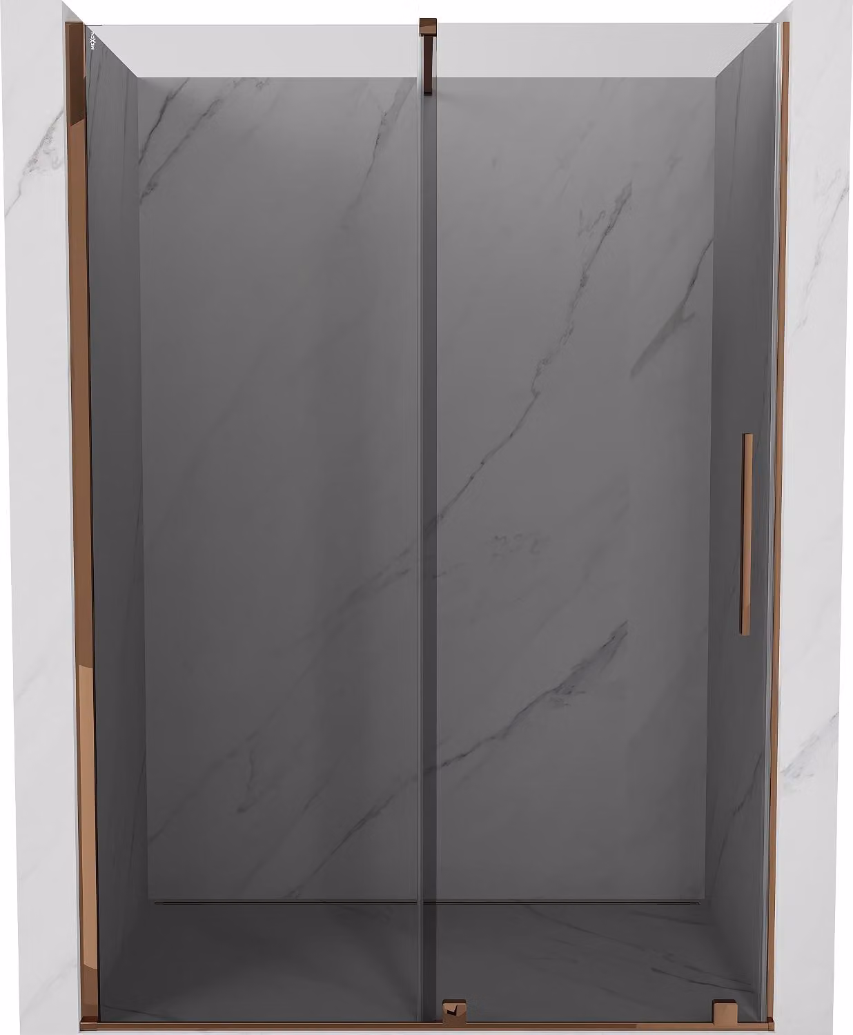 Mexen Velar porta doccia scorrevole 160 cm, grafite, oro rosa - 871-160-000-41-60