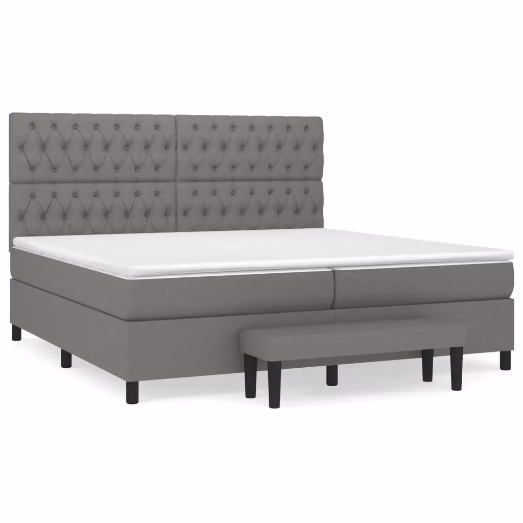vidaXL Letto Ibrido con Giroletto a Molle e Materasso in Tessuto Grigio e Bianco L/P/H: 200 x 200 x 128 cm – 2