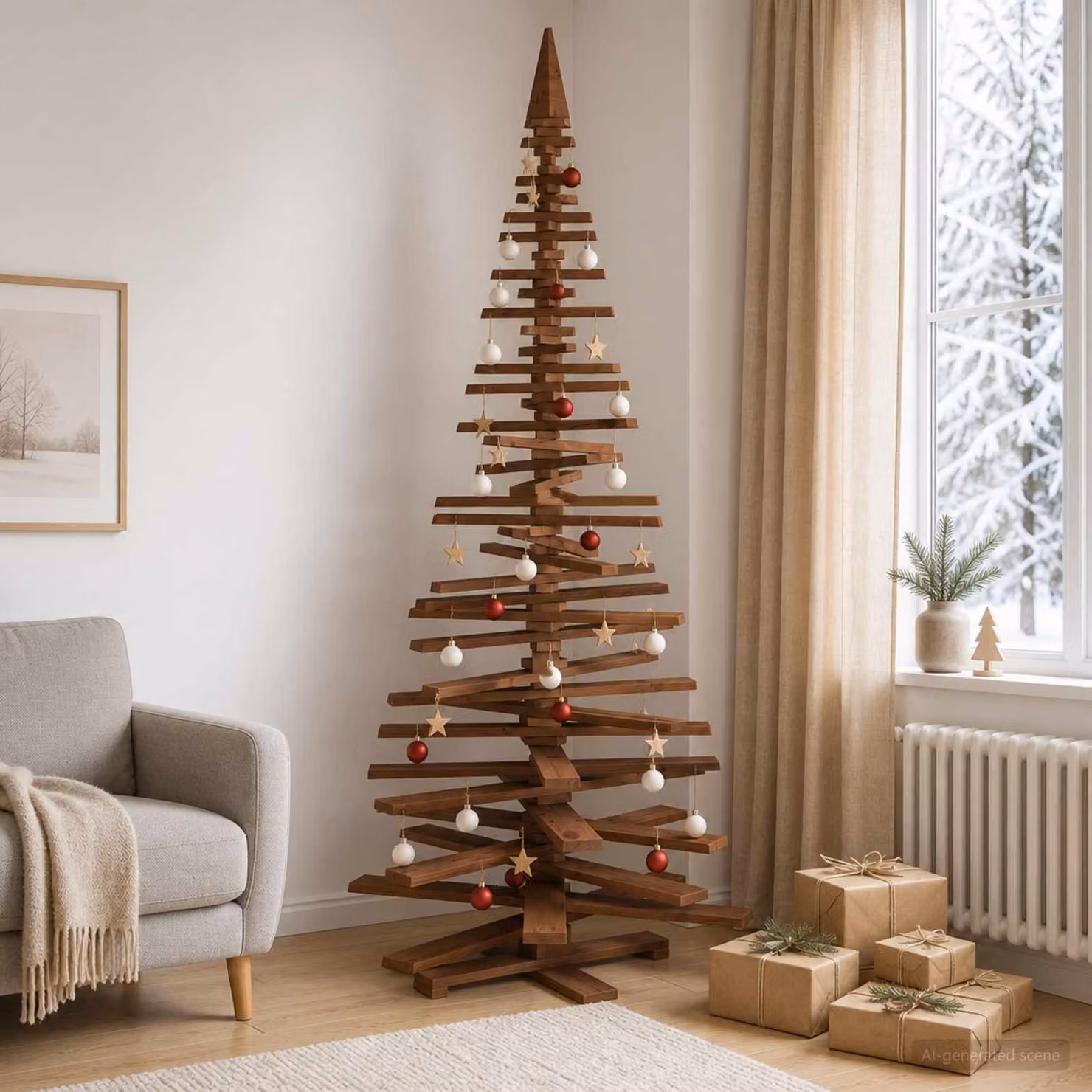 vidaXL Albero di Natale in legno KOTKA 240 cm Legno Massello di Pino