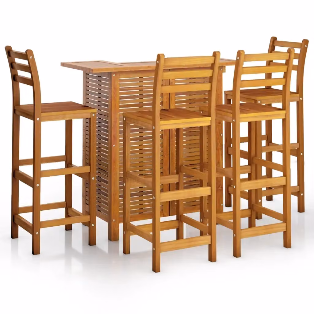 vidaXL Set da Bar per Giardino 5 pz in Legno di Acacia Marrone – 2