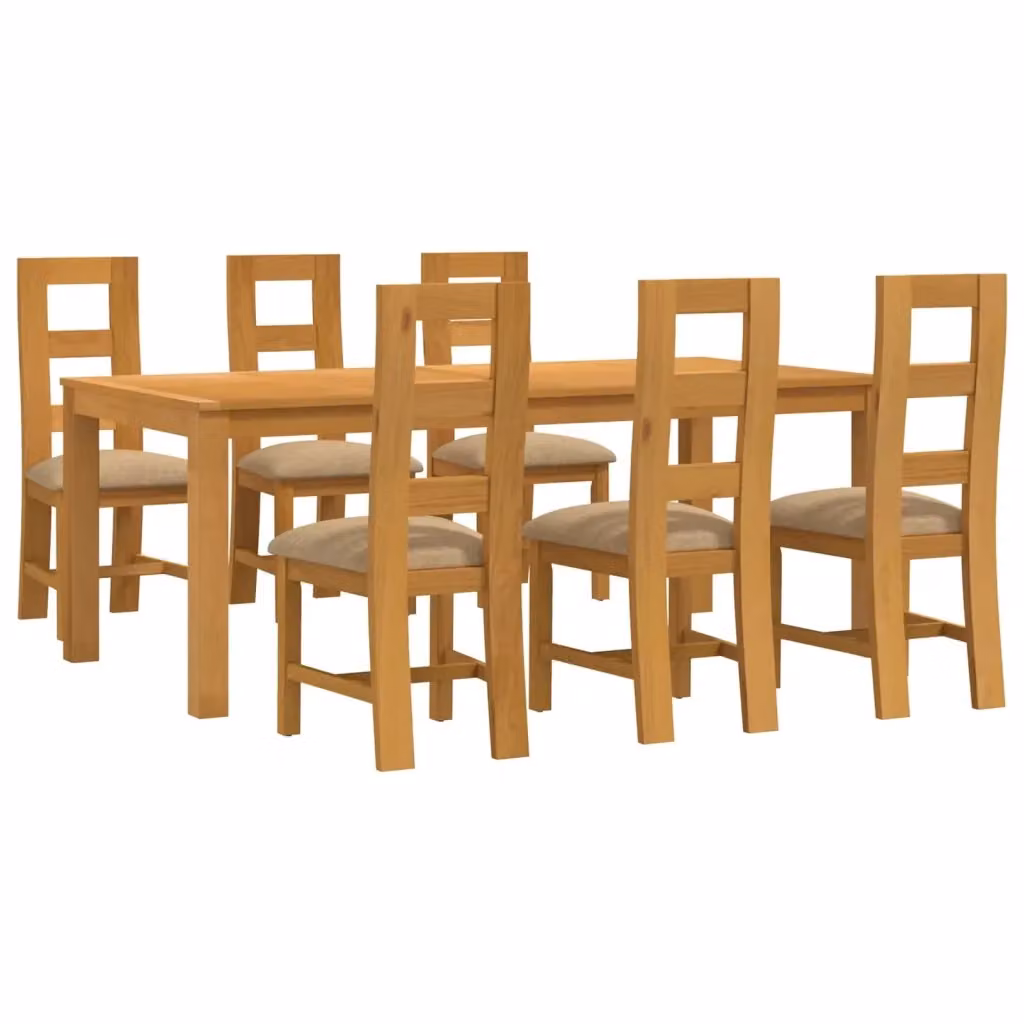 Set da pranzo moderno vidaXL in legno di quercia beige composto da tavolo rettangolare e 6 sedie – 2