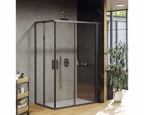 Un lato della cabina doccia RAVAK Blix Slim BLSRV2K-100 nero+trasparente X1XMA0300Z1