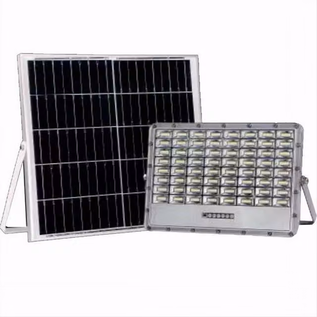 Faro LED con Pannello Solare Trade Shop TK08-300W Luce Fredda con Telecomando e Indicatore di Carica, Impermeabile IP65, Colore Bianco