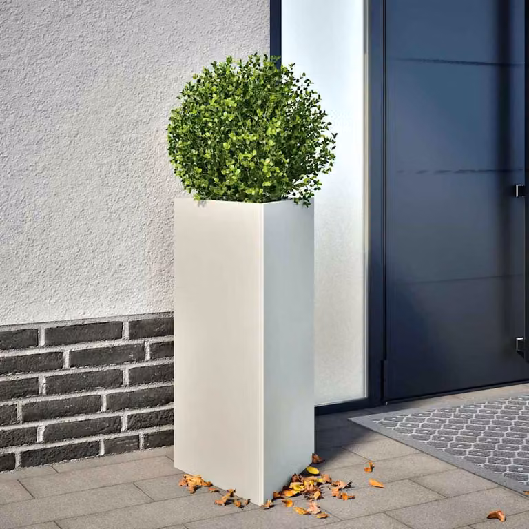 Fioriera da giardino triangolare vidaXL in acciaio bianca L: 40 cm, P: 34,5 cm, H: 75 cm