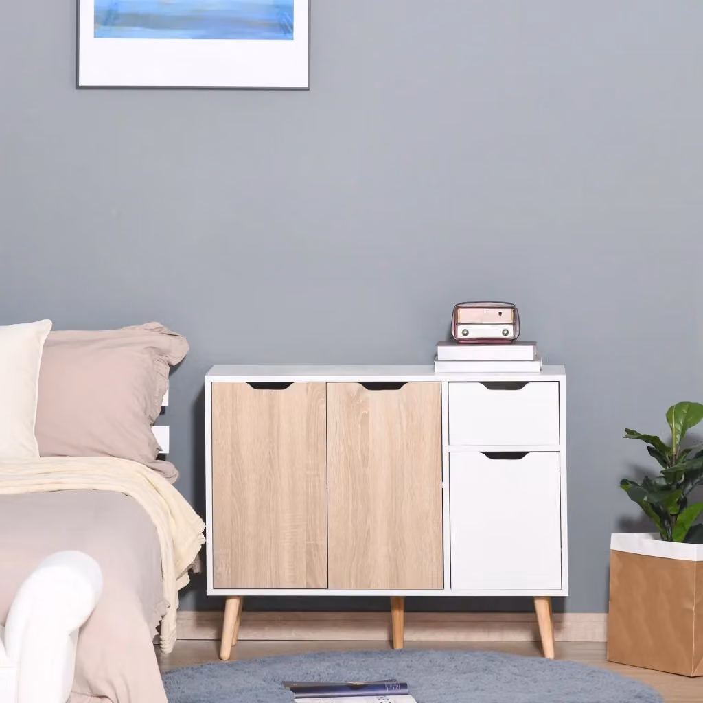 EasyComfort Mobile Multiuso in Legno con Cassetto e Armadietti in Stile Nordico, L: 90 cm, P: 30 cm, H: 72 cm – 2