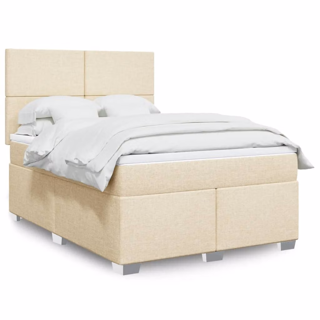 Maison Exclusive - Letto boxspring con materasso crema 160x200 cm Tessuto