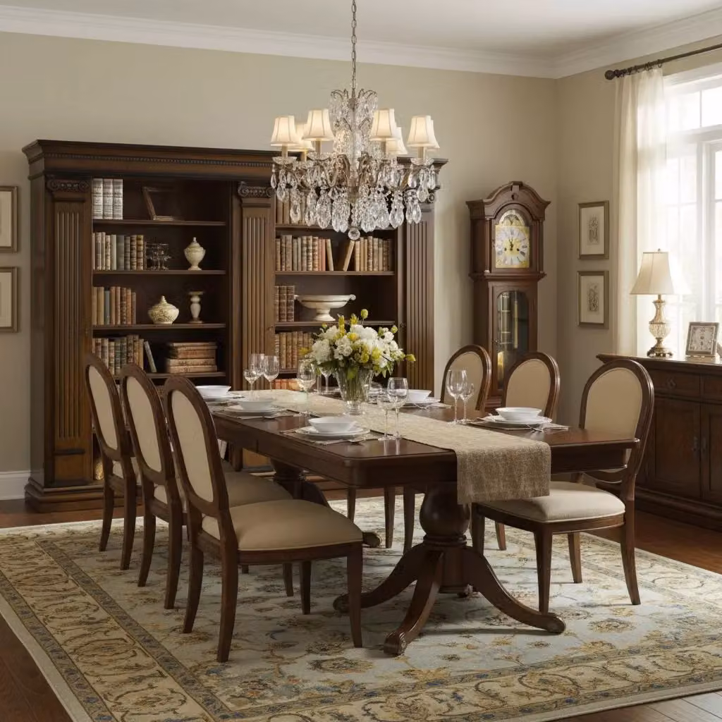 Libreria classica in legno di faggio color marrone con 3 porte e 22 ripiani Mobili 2G L: 306 cm, P: 52 cm, H: 240 cm – 2