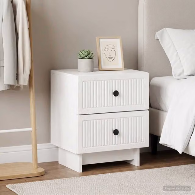 Set di 2 Armadi da Notte vidaXL Bianco Lucido L: 43 cm, P: 34,5 cm, H: 47,5 cm – 1