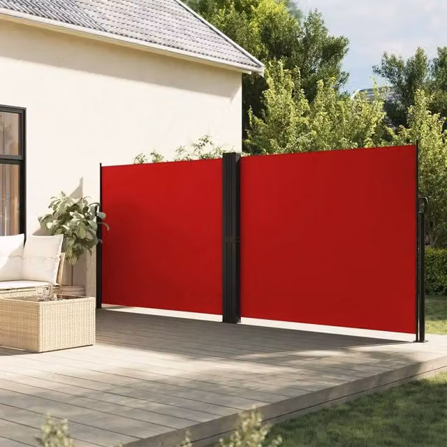 Tenda da sole laterale retrattile vidaXL in poliestere rossa L: 1200 cm, H: 180 cm