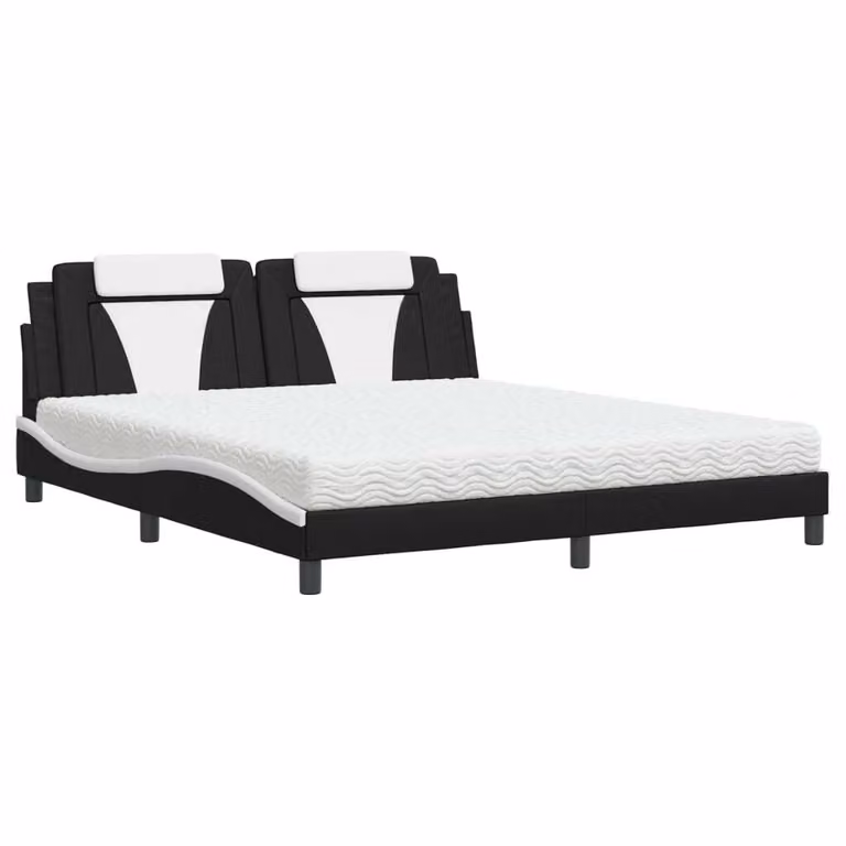 Letto Viana con Materasso Nero e Bianco 180x200 cm in Pelle finta