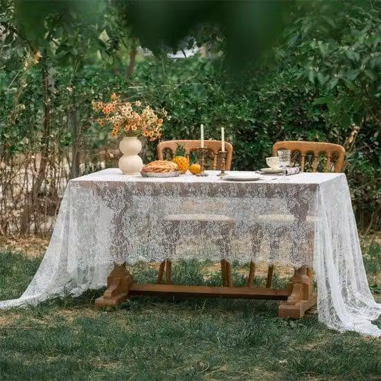 Tovaglia bianca in pizzo, rettangolare, 150x300 cm, per la cucina e l'arredamento
