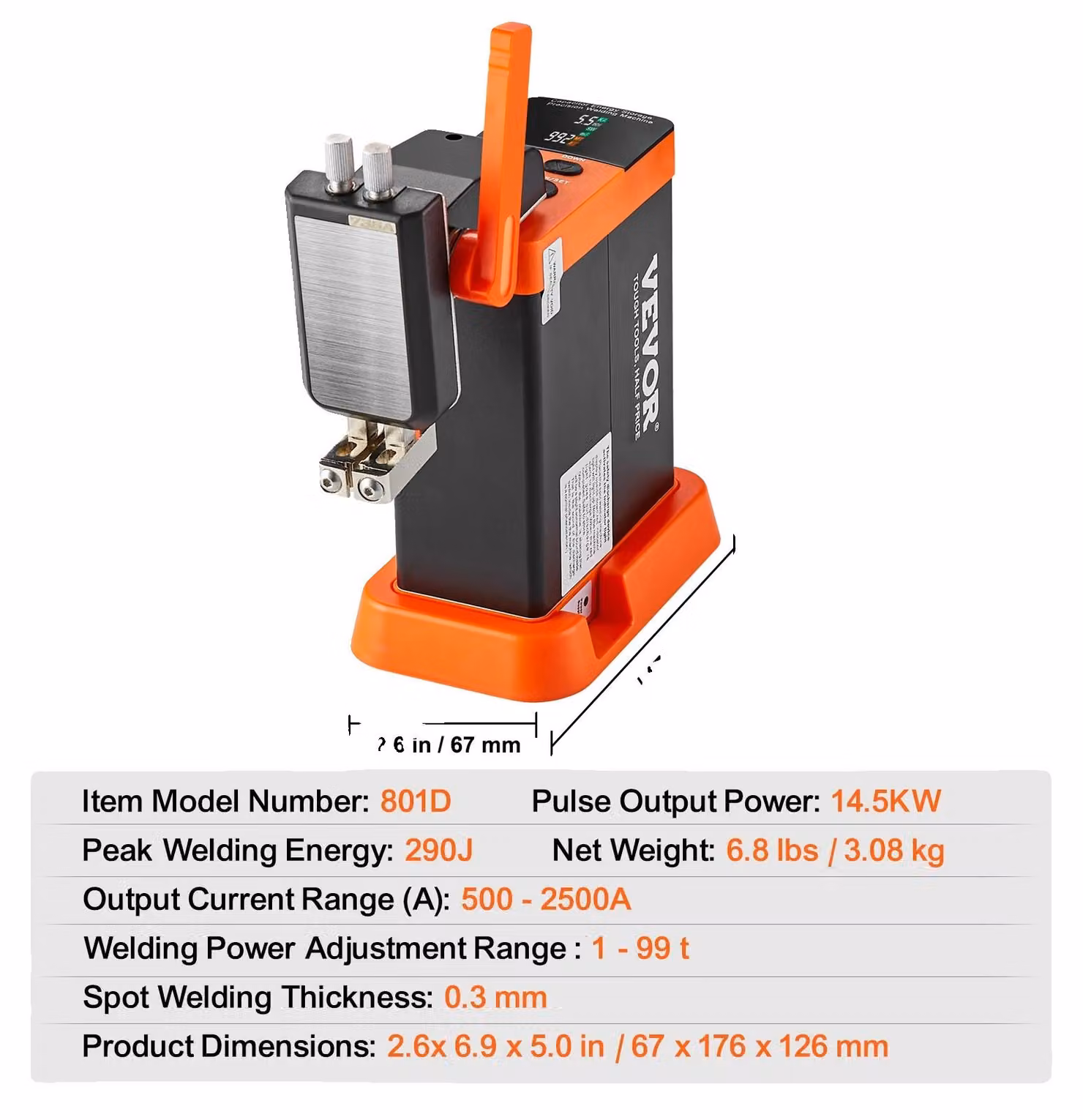 Saldatrice a punti, 14,5 kW di potenza di impulso, pannello LED intelligente, spessore 0,30 mm