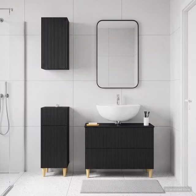 Set di armadietti da bagno in 3 pezzi ARNHEM Nero 3417766