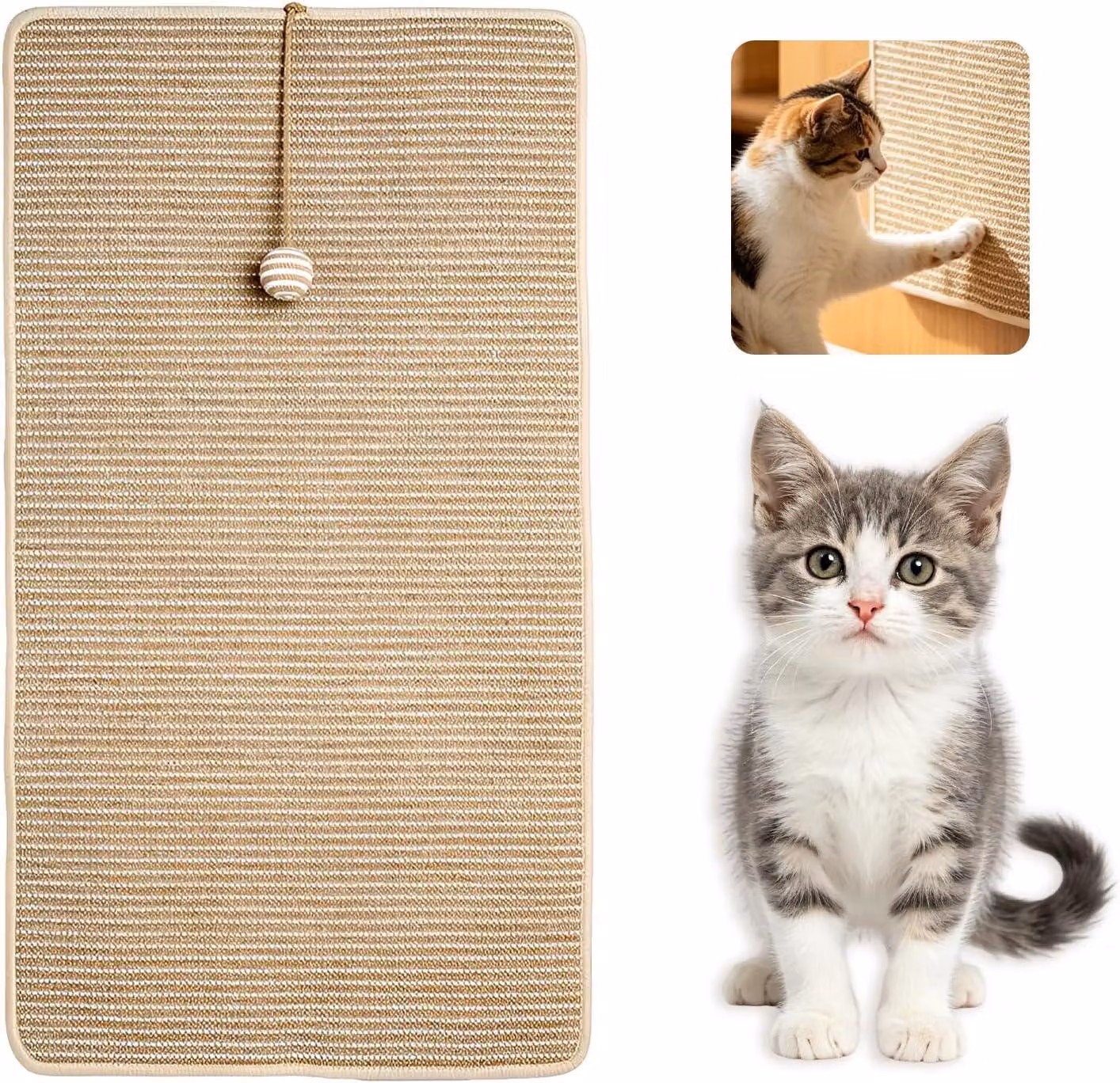 Albero per graffiare angolare, in sisal, 60 cm, per gatti